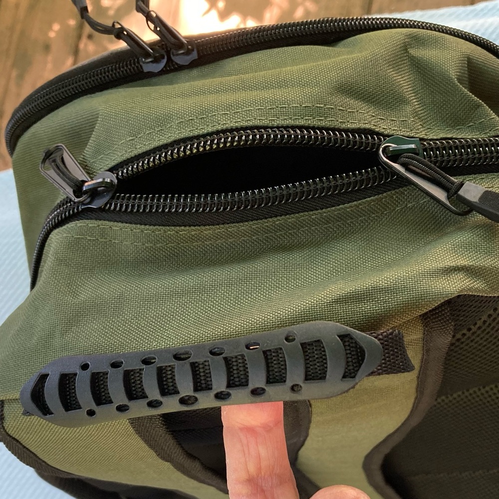 Backpack Avocado Green with Black Trim Side Pockets New 19” Unisex - Picture 16 of 16